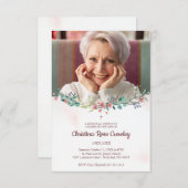 Gedenkstein Foto Liebe mit Blumen in Rosa Mitteilungskarte (Vorne/Hinten)