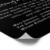 Gedenkstein für Schwarz-Weiß-Blumen-Hochzeiten Poster (Ecke)