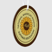Gedenksuffragettesonnenblume-Button NAWSA Ornament (Vorderseite)