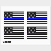 Gedenksymbolic zum Thema "American Flag Thin Blue Rechteckiger Aufkleber (Blatt)