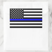 Gedenksymbolic zum Thema "American Flag Thin Blue Rechteckiger Aufkleber (Tasche)