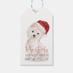 GEDENKT nicht öffnen Santa Dog BLANK Weihnachten Geschenkanhänger