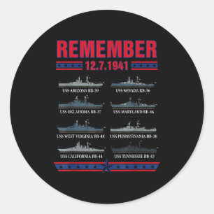 Gedenkt Pearl Harbor Gedenktag 7. Dezember Runder Aufkleber