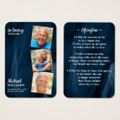 Gedenktafel 3 Foto Beerdigungskarte Blaue Marmor (Vorne & Hinten)