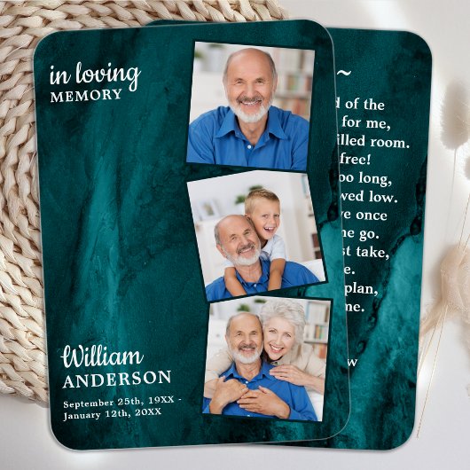Gedenktafel 3 Foto Beerdigungskarte Grüne Marmor