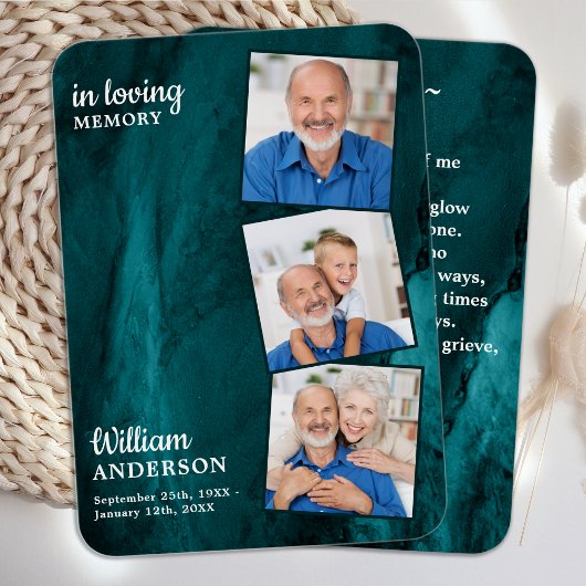 Gedenktafel 3 Foto Beerdigungskarte Grüne Marmor