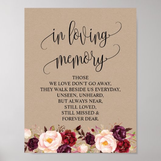 Gedenktafel für die Hochzeit 'In liebevoller Erinn Poster (Vorne)