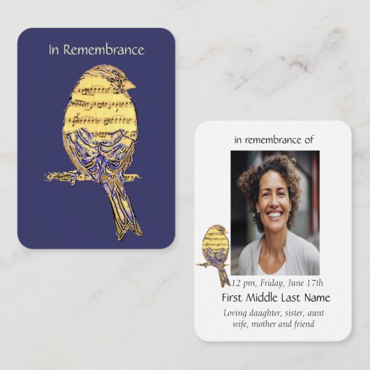 Gedenktafel für Pocket Keepake Erinnerung an Musik Visitenkarte (Vorne/Hinten)