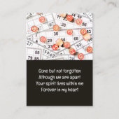 Gedenktafel Keepake Bingo-Spiel Visitenkarte (Vorderseite)