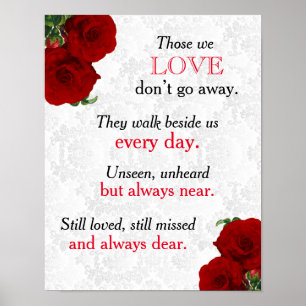 Gedenktafel - Tiefrote Rose Hochzeit Poster