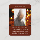 Gedenktafel zur Erinnerung an Pocket Keepake Visitenkarte (Rückseite)