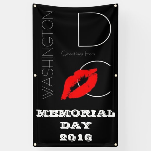 Gedenktag 2016 Washington DC Roter Lipstick Kiss Banner (Vertikal)