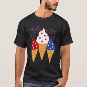 Gedenktag 4. Juli Feiertag Patriotische Eiscreme T-Shirt