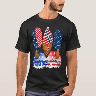 Gedenktag 4. Juli Feiertag Patriotische Eiscreme T-Shirt