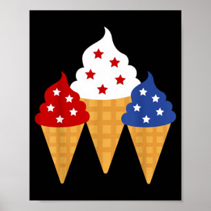Gedenktag 4. Juli Feiertag Patriotisches Eis Poster