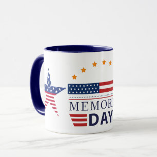 Gedenktag Amerikanische Flagge Sterne Patriotische Tasse