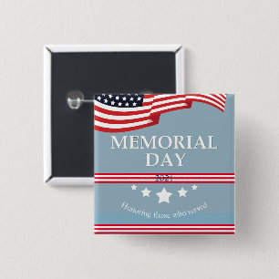 Gedenktag Amerikanischer Flag Typografie Patriotic Button