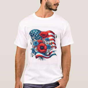 Gedenktag Amerikanischer Flaggen Blumenstrauß Blum T-Shirt
