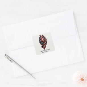 Gedenktag Amerikanischer Herz-Tribut Quadratischer Aufkleber