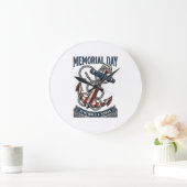 Gedenktag Anker Erinnern Ehre Vintage-Shirt_1 Große Wanduhr (Zuhause)