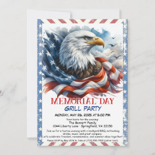 Gedenktag-BBQ-Party Patriotischer Hinterhofgrill Einladung