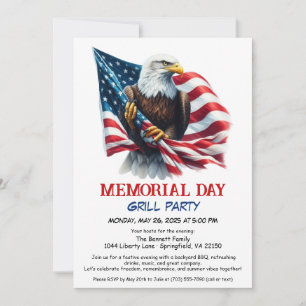 Gedenktag-BBQ-Party   Patriotischer Hinterhofgrill Einladung