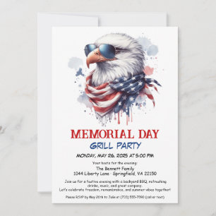 Gedenktag-BBQ-Party Patriotischer Hinterhofgrill Einladung