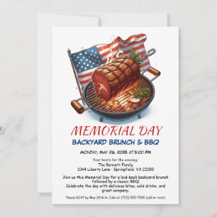 Gedenktag BBQ Patriotisches Gartenfest Einladung