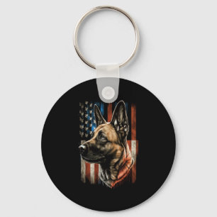 Gedenktag Belgische Malinois-amerikanische Flagge  Schlüsselanhänger