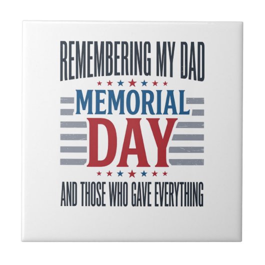 Gedenktag Dad Tribut Patriotisch Fliese (Vorderseite)