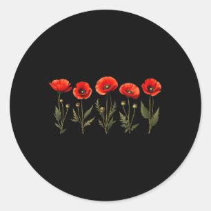 Gedenktag der niedlichen Roten Mohn-Blume 2025 Usa Runder Aufkleber