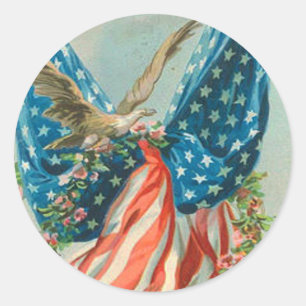 Gedenktag der US-Flag-Adler-Rose Runder Aufkleber