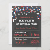 Gedenktag des Red White Blue Confetti Geburtstag Einladung (Vorderseite)