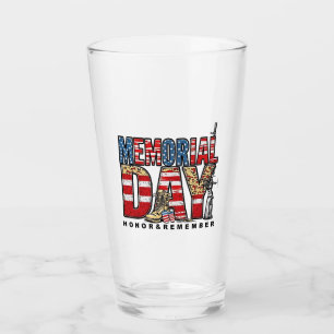 Gedenktag Ehre und Erinnerung an US-Flagge Glas