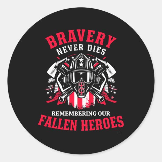 Gedenktag Feuerwehrleute lange Schlange Runder Aufkleber (Vorderseite)