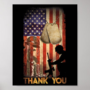 Gedenktag Flagge Militärstiefel Hundemarken 4. Jul Poster