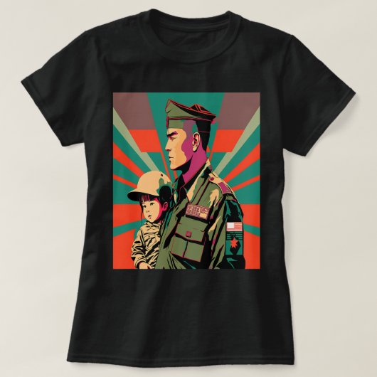 Gedenktag Gedenkfeier Retro Soldat Vater mit T-Shirt (Design vorne)