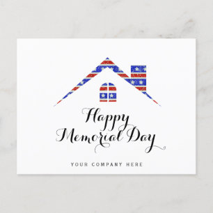 Gedenktag Immobilienhaus Amerikanische Flagge Postkarte