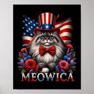 Gedenktag Katze 4. Juli USA-Flagge Männer Frauen M Poster