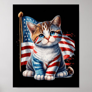 Gedenktag Katze 4. Juli USA-Flagge Männer Frauen  Poster