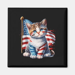 Gedenktag Katze Funny Kitten 4. Juli Patrioti Magnet
