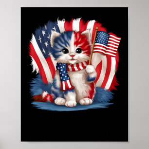 Gedenktag Katze Lustiges Kätzchen 4. Juli Patrioti Poster