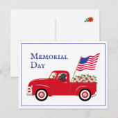 Gedenktag mit dem Schwarzen Labrador Roter Lkw an  Postkarte (Vorne/Hinten)