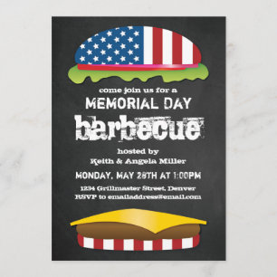 Gedenktag Patriotische GRILLEN Burger Einladung