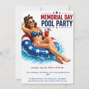 Gedenktag-Poolparty Sommerbash Einladung