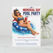Gedenktag-Poolparty | Sommerbash Einladung (Stehend Vorderseite)