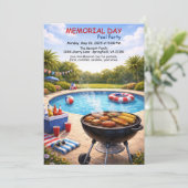 Gedenktag-Poolparty | Sommerbash Einladung (Stehend Vorderseite)