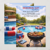 Gedenktag-Poolparty | Sommerbash Einladung (Vorne/Hinten)