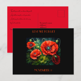 Gedenktag Poppies. bearbeitbar Postkarte