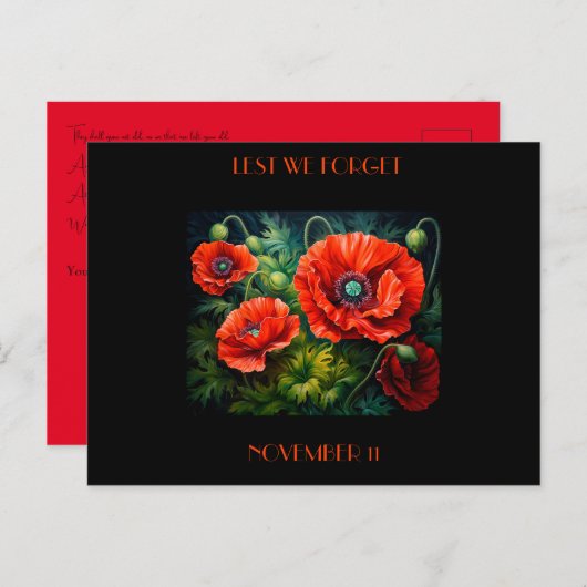 Gedenktag Poppies. bearbeitbar Postkarte (Vorne/Hinten)